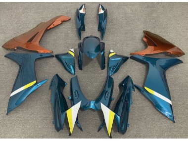 Gloss Light Blue and Orange 2011-2024 Suzuki GSXR 600-750 Motorcycle Fairing