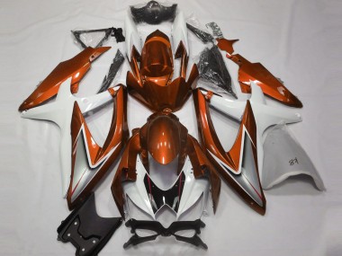 Gloss Orange and White 2008-2010 Suzuki GSXR 600-750 Motorcycle Fairing