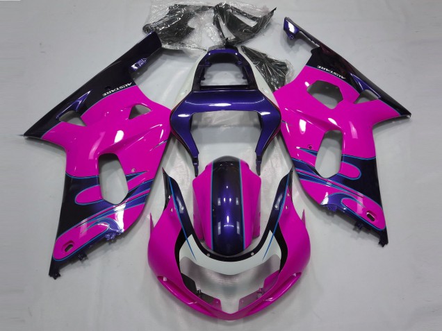 Gloss Pink and Blue 2001-2003 Suzuki GSXR 600-750 Motorcycle Fairing