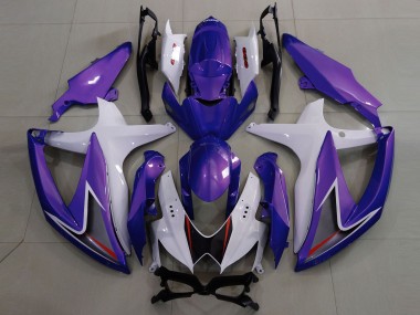 Gloss Purple & White 2008-2010 Suzuki GSXR 600-750 Motorcycle Fairing