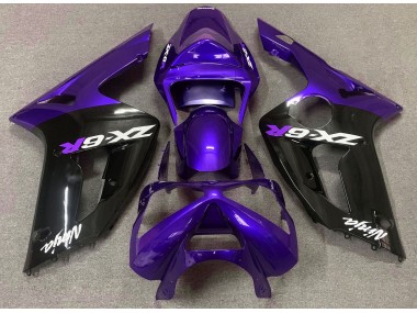 Gloss Purple and Black 2003-2004 Kawasaki ZX6R Motorcycle Fairing