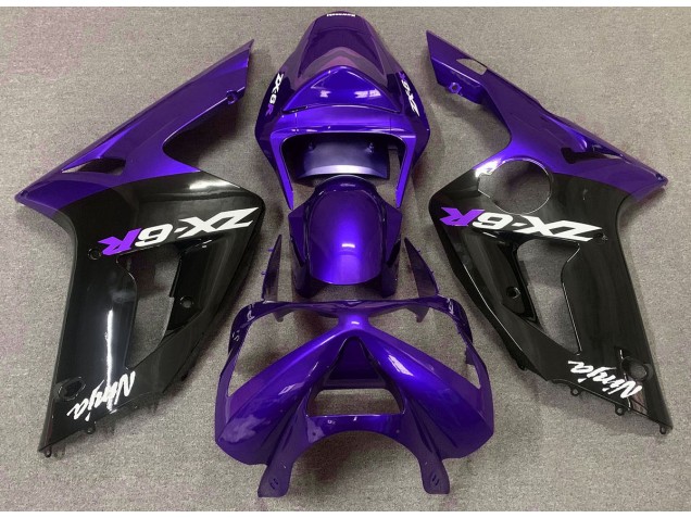 Gloss Purple and Black 2003-2004 Kawasaki ZX6R Motorcycle Fairing