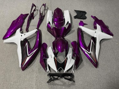 Gloss Purple and White 2008-2010 Suzuki GSXR 600-750 Motorcycle Fairing