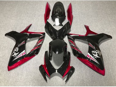 Gloss Red and Black Design 2006-2007 Suzuki GSXR 600-750 Motorcycle Fairing