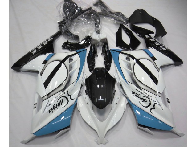 Gloss White & Light Blue 2013-2018 Kawasaki Ninja 300 Motorcycle Fairing