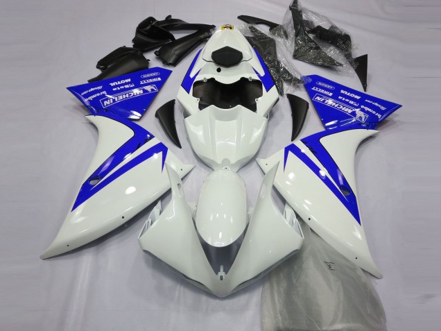 Gloss White and Blue 2012-2014 Yamaha R1 Motorcycle Fairing