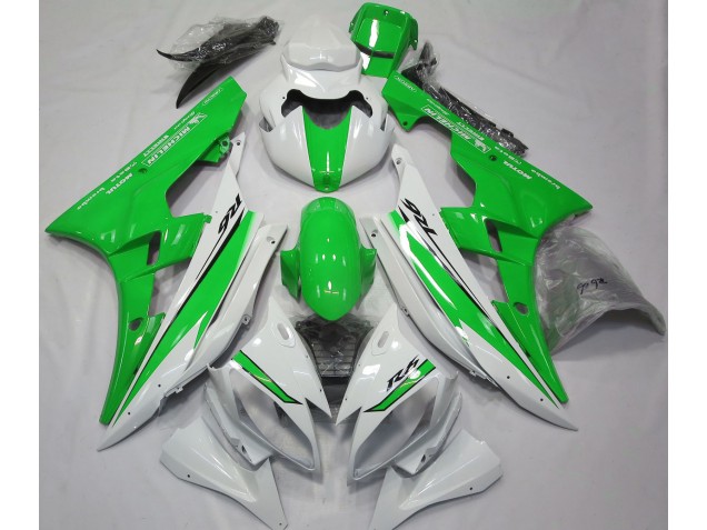 Gloss White and Green 2006-2007 Yamaha R6 Motorcycle Fairing