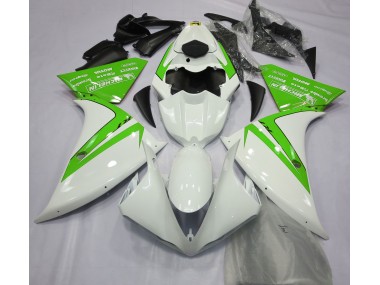 Gloss White and Green 2012-2014 Yamaha R1 Motorcycle Fairing