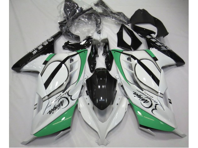 Gloss White and Green 2013-2018 Kawasaki Ninja 300 Motorcycle Fairing