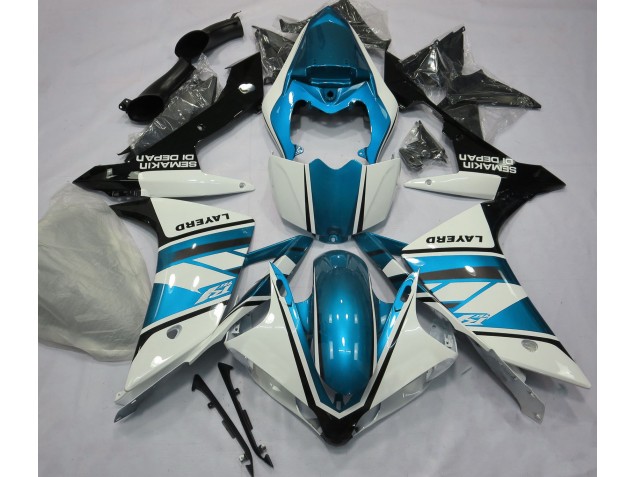 Gloss White and Light Blue 2007-2008 Yamaha R1 Motorcycle Fairing