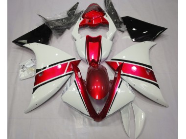 Gloss White and Metallic Red 2009-2011 Yamaha R1 Motorcycle Fairing