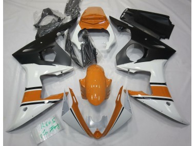 Gloss White and Orange 2003-2004 Yamaha R6 Motorcycle Fairing