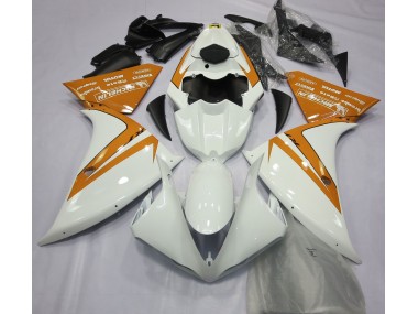 Gloss White and Orange 2012-2014 Yamaha R1 Motorcycle Fairing