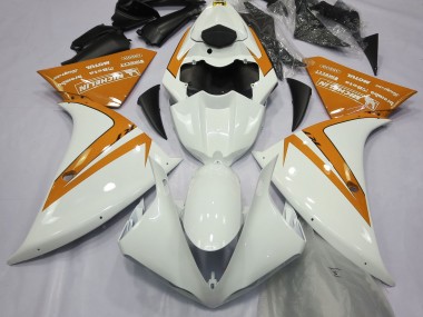 Gloss White and Orange 2012-2014 Yamaha R1 Motorcycle Fairing