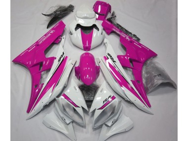 Gloss White and Pink 2006-2007 Yamaha R6 Motorcycle Fairing