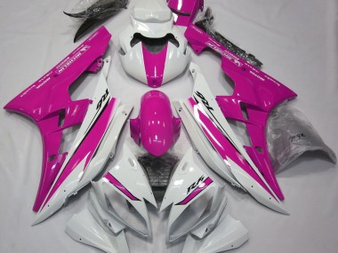 Gloss White and Pink 2006-2007 Yamaha R6 Motorcycle Fairing