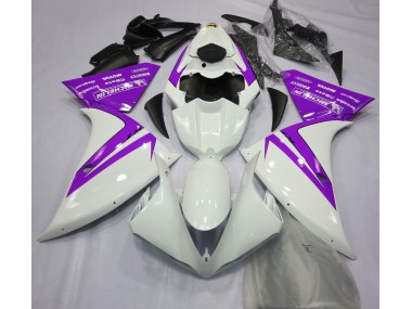 Gloss White and Purple 2012-2014 Yamaha R1 Motorcycle Fairing