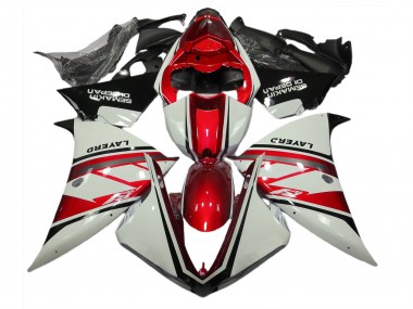 Gloss White and Red 2012-2014 Yamaha R1 Motorcycle Fairing