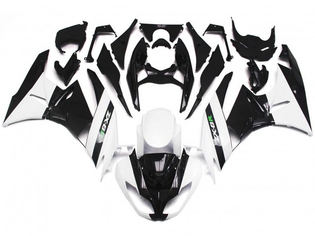 Gloss White and Slick Black 2009-2012 Kawasaki ZX6R Motorcycle Fairing