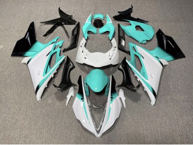 Gloss White and Teal 2013-2016 Triumph Daytona 675 Motorcycle Fairing