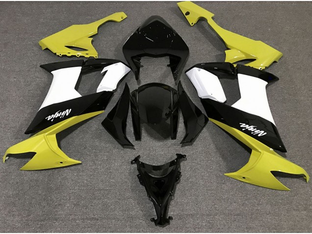 Gloss Yellow Black and White 2008-2010 Kawasaki ZX10R Motorcycle Fairing