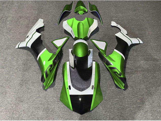 Green & Carbon Fiber Accents 2015-2019 Yamaha R1 Motorcycle Fairing