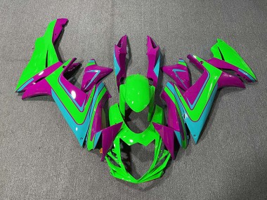 Green Light Blue and Magenta 2011-2024 Suzuki GSXR 600-750 Motorcycle Fairing