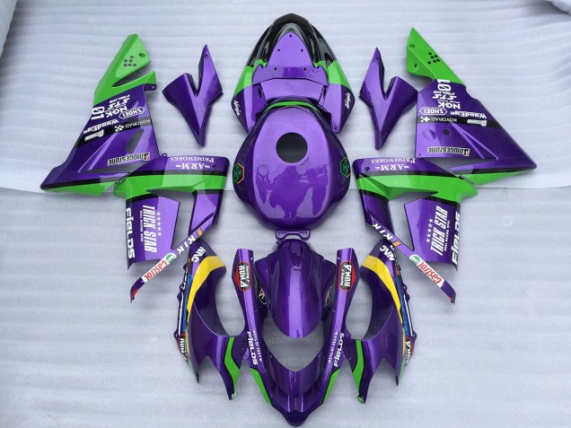 Green Purple Trick Star 2004-2005 Kawasaki ZX10R Motorcycle Fairing