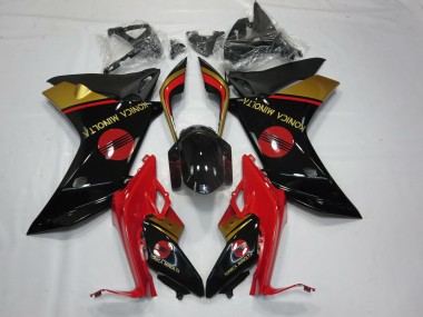 KM Red Black and Gold 2011-2012 Honda CBR600F Motorcycle Fairing