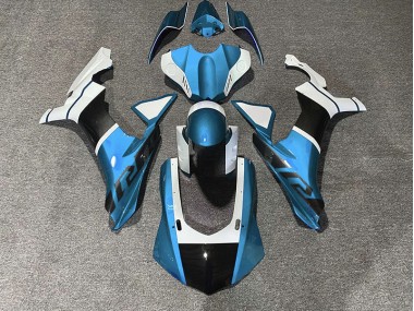 Light Blue & Carbon Fiber Accents 2015-2019 Yamaha R1 Motorcycle Fairing