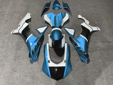 Light Blue & Carbon Fiber Accents 2015-2019 Yamaha R1 Motorcycle Fairing