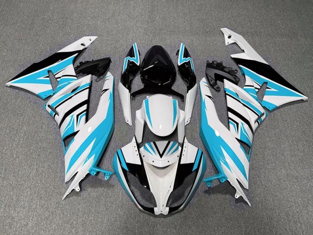 Light Blue White and Black Zag 2009-2012 Kawasaki ZX6R Motorcycle Fairing