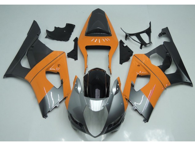 Light Orange Silver and Black 2003-2004 Suzuki GSXR 1000 Motorcycle Fairing