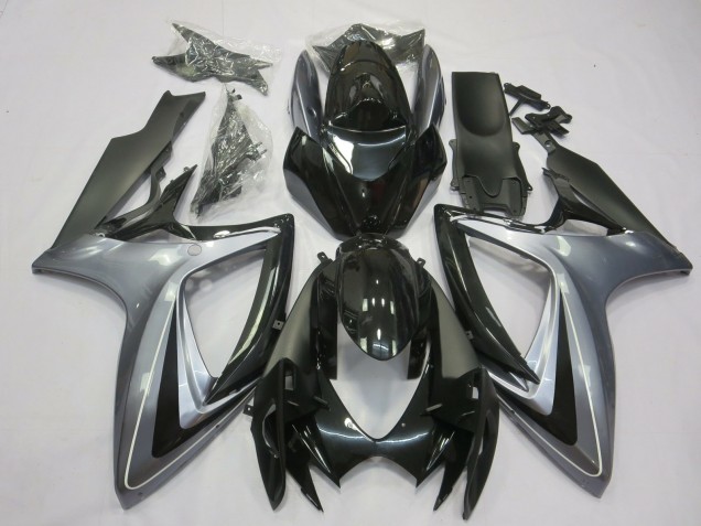 Light Silver And Black 2006-2007 Suzuki GSXR 600-750 Motorcycle Fairing