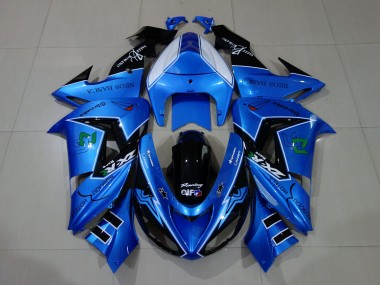 Liquid Blue & Logos 2006-2007 Kawasaki ZX10R Motorcycle Fairing