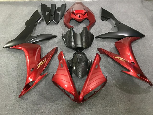 Maroon Red and Carbon Fiber Style 2004-2006 Yamaha R1 Motorcycle Fairing