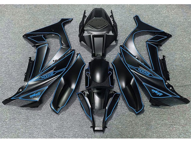 Matte Black & Blue Lining 2011-2015 Kawasaki ZX10R Motorcycle Fairing