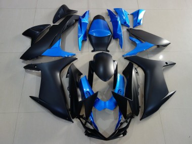 Matte Black & Bright Blue 2011-2024 Suzuki GSXR 600-750 Motorcycle Fairing