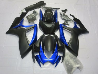 Matte Black Gloss Blue 2006-2007 Suzuki GSXR 600-750 Motorcycle Fairing