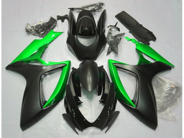 Matte Black & Green 2006-2007 Suzuki GSXR 600-750 Motorcycle Fairing