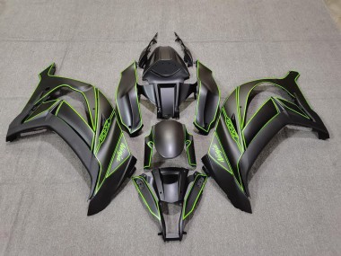 Matte Black & Green Lining 2011-2015 Kawasaki ZX10R Motorcycle Fairing