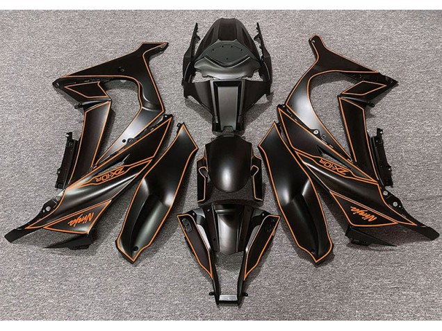 Matte Black & Orange Lining 2011-2015 Kawasaki ZX10R Motorcycle Fairing