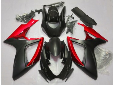 Matte Black & Red 2006-2007 Suzuki GSXR 600-750 Motorcycle Fairing