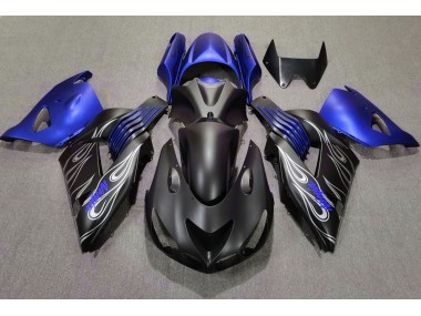 Matte Black and Blue 2006-2011 Kawasaki ZX14R Motorcycle Fairing