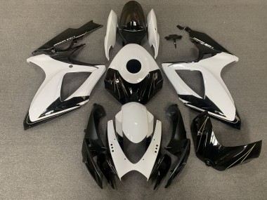 Matte Black and Gloss White 2006-2007 Suzuki GSXR 600-750 Motorcycle Fairing