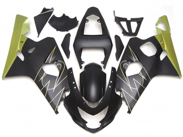 Matte Black and Gold Corona Custom 2004-2005 Suzuki GSXR 600-750 Motorcycle Fairing