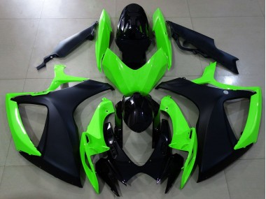 Matte Black and Green 2006-2007 Suzuki GSXR 600-750 Motorcycle Fairing