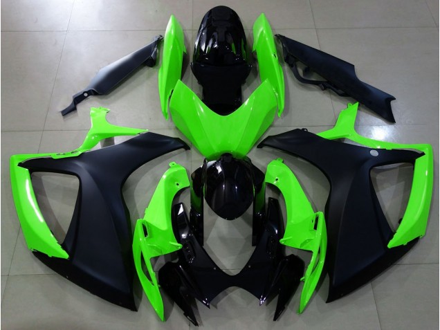 Matte Black and Green 2006-2007 Suzuki GSXR 600-750 Motorcycle Fairing