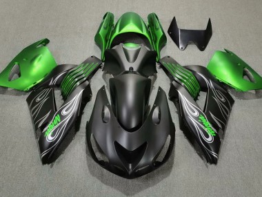 Matte Black and Green 2006-2011 Kawasaki ZX14R Motorcycle Fairing