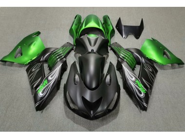 Matte Black and Green 2006-2011 Kawasaki ZX14R Motorcycle Fairing